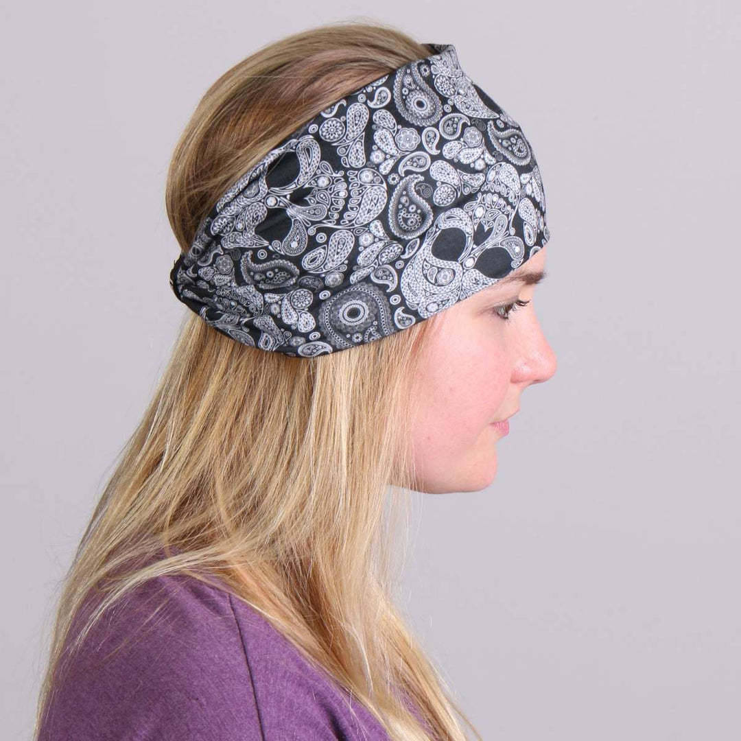 Hot Leathers Black Paisley Skull EZ Band RWD1005