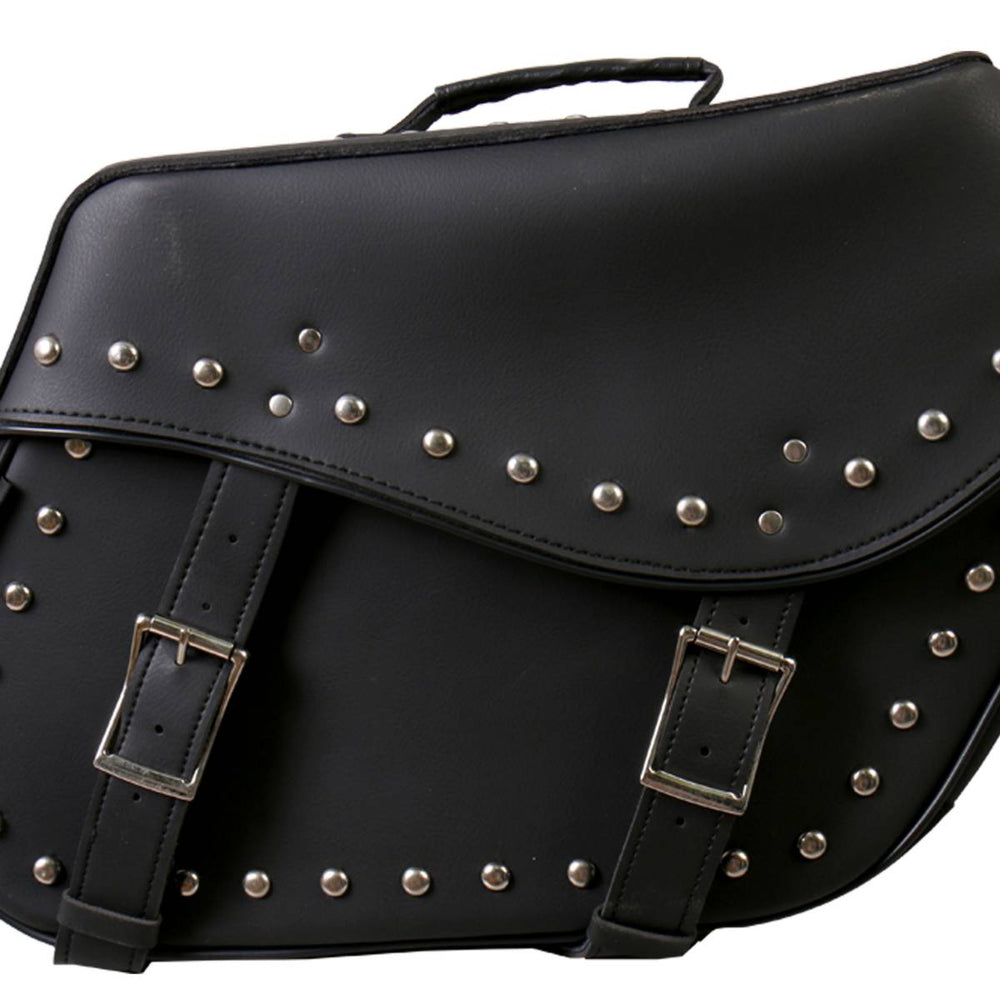 Hot Leathers SDB1005 Large Wide 2-Buckle PVC Studded Saddlebags 15X12X7