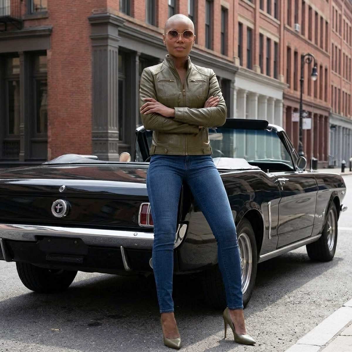 Milwaukee Leather SFL2800 Women's Racer Olive Stand Up Collar Motorcycle Fashion Leather Jacket