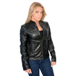 Milwaukee Leather SFL2800 Women's Racer Black Stand Up Collar Motorcycle Fashion Leather Jacket