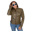 Milwaukee Leather SFL2800 Women's Racer Olive Stand Up Collar Motorcycle Fashion Leather Jacket