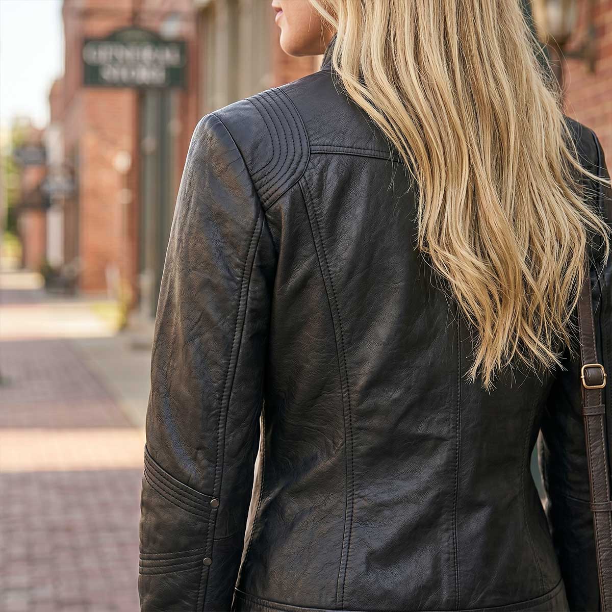 Milwaukee Leather SFL2801 Women's Racer Black Stand Up Collar Motorcycle Fashion Leather Jacket