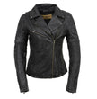 Milwaukee Leather Black Vintage Motorcycle Inspired Vegan Tan Fashion Leather Jacket for Women SFL2812