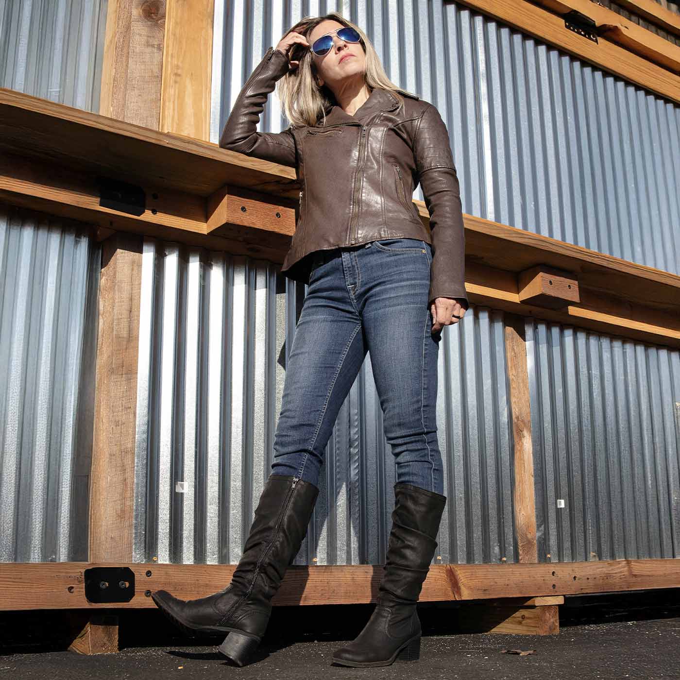 Milwaukee Leather Brown Vintage Motorcycle Inspired Vegan Tan Fashion Leather Jacket for Women SFL2812