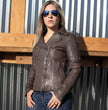 Milwaukee Leather Brown Vintage Motorcycle Inspired Vegan Tan Fashion Leather Jacket for Women SFL2812