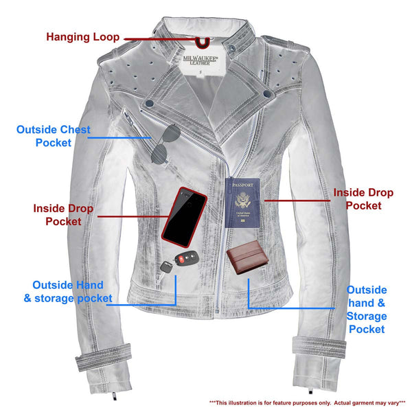 Milwaukee Leather Women's Maiden Pink Premium Sheepskin Motorcycle Fashion Leather Jacket - SFL2840
