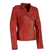 Milwaukee Leather Women's Distressed Red Vegan Leather Motorcycle Style Fashion Jacket SFL2845