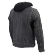 Milwaukee Leather Vintage SFM1802 Men's Black Nubuck Leather Motorcycle Style Fashion Leather Jacket with Hoodie