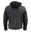 Milwaukee Leather Vintage SFM1802 Men's Black Nubuck Leather Motorcycle Style Fashion Leather Jacket with Hoodie