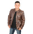 Milwaukee Leather SFM1805 Men's Brown Side Stitch Cafe Racer Lambskin Leather Jacket
