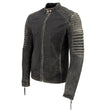 Milwaukee Leather Vintage SFM1808 Men's Black Leather Seamed Shoulder Zipper Front Jacket