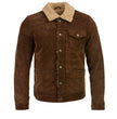 Milwaukee Leather Vintage SFM1817 Men's Brown Suede Leather Fashion Coat Jacket w/ Plush Sherpa Inside Lining