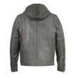 Milwaukee Leather Men's Anthracite Fashion Casual Leather Jacket w/ Removable Hoodie SFM1845