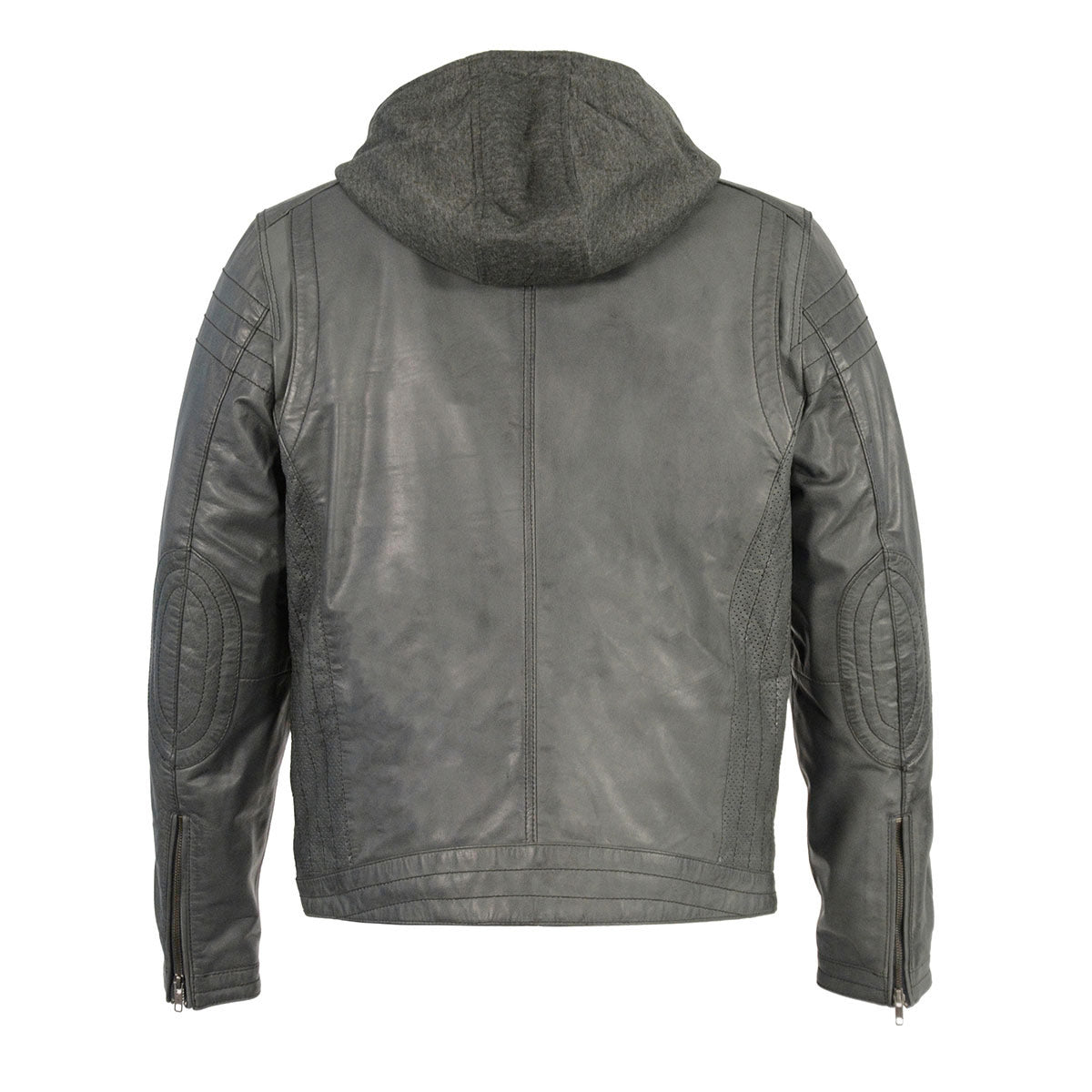 Milwaukee Leather Men's Anthracite Fashion Casual Leather Jacket w/ Removable Hoodie SFM1845