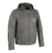 Milwaukee Leather Men's Anthracite Fashion Casual Leather Jacket w/ Removable Hoodie SFM1845