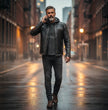 Milwaukee Leather SFM1846 Men's Black Fashion Casual Leather Jacket with Removable Hoodie