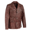 Milwaukee Leather SFM1870 Men's Classic Red Leather Button Closure Car Coat Blazer Jacket