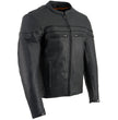 Milwaukee Leather SH1408 Men's Sporty Crossover Vented Black Leather Scooter Jacket