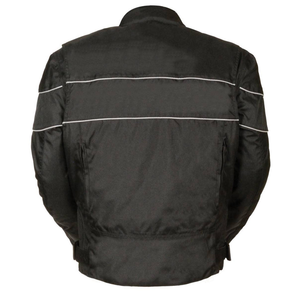NexGen SH212102T Men's Tall Sizes Black Textile Vented Moto Jacket with Reflective Piping