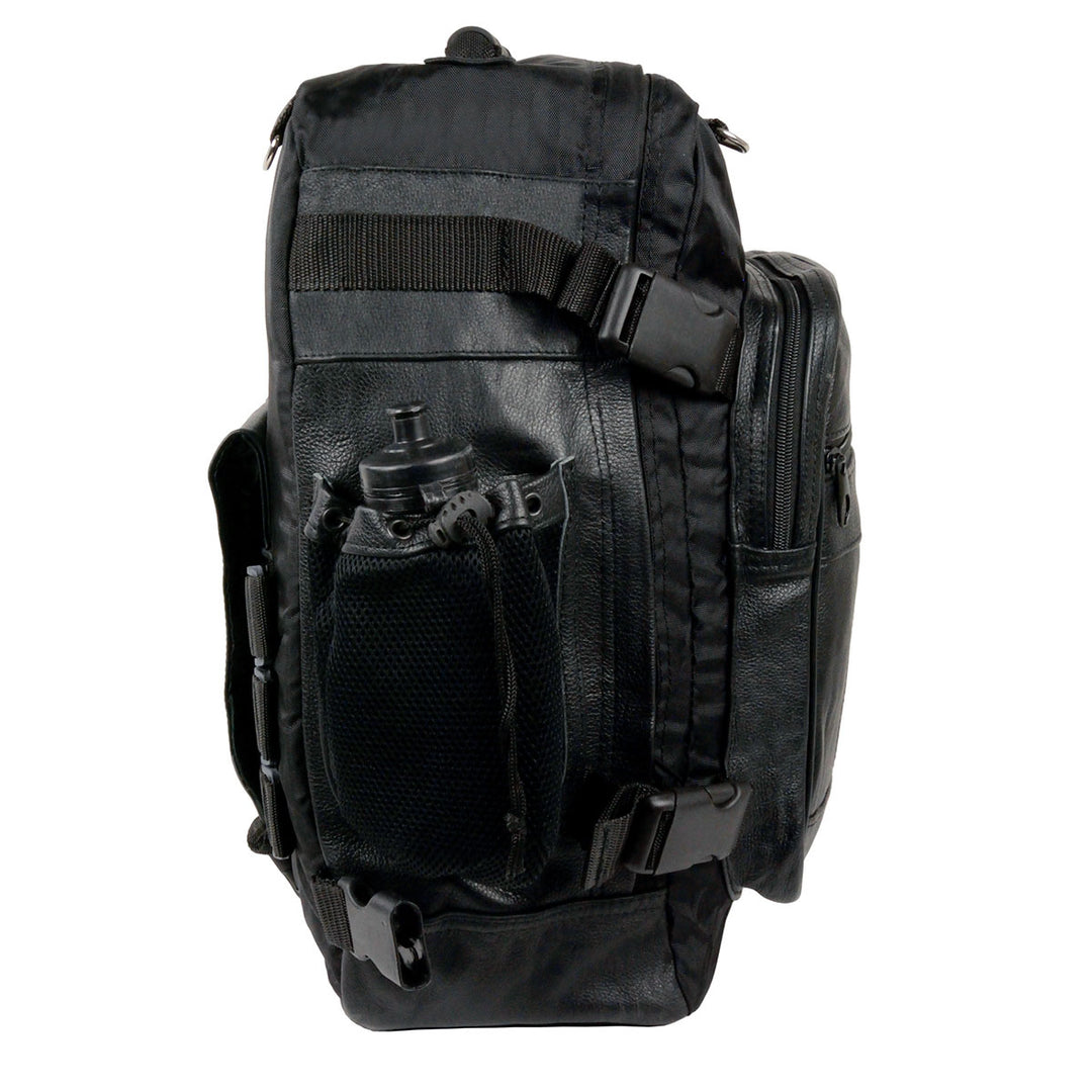 Milwaukee Leather SH54001 Medium Black Leather and Textile Motorcycle Cruiser Sissy Bar Bag Back-Pack