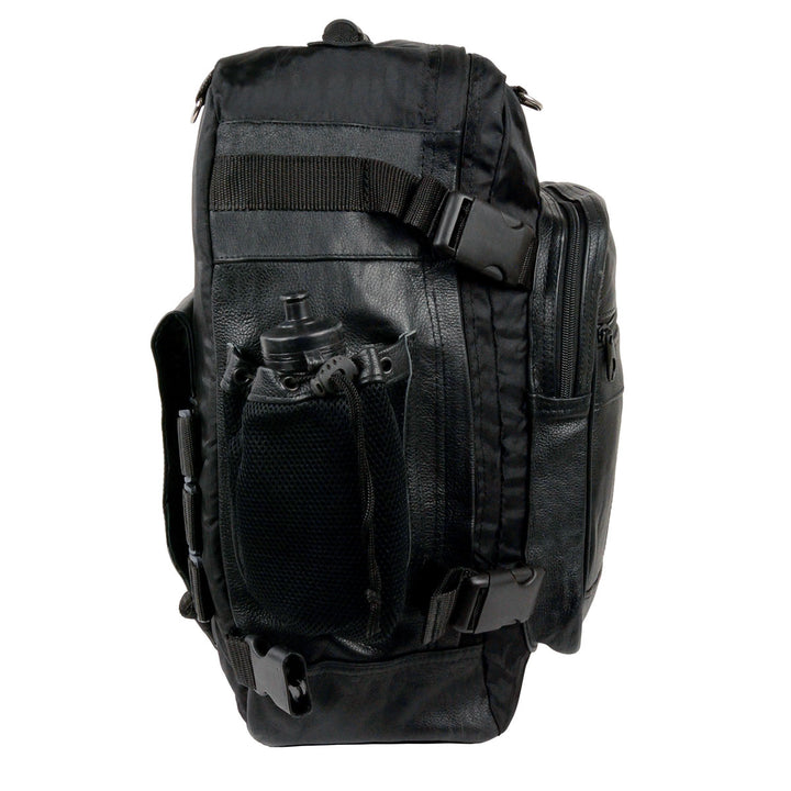 Milwaukee Leather SH54001 Medium Black Leather and Textile Motorcycle Cruiser Sissy Bar Bag Back-Pack