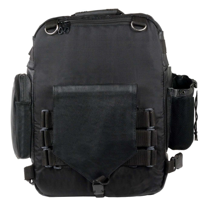 Milwaukee Leather SH54001 Medium Black Leather and Textile Motorcycle Cruiser Sissy Bar Bag