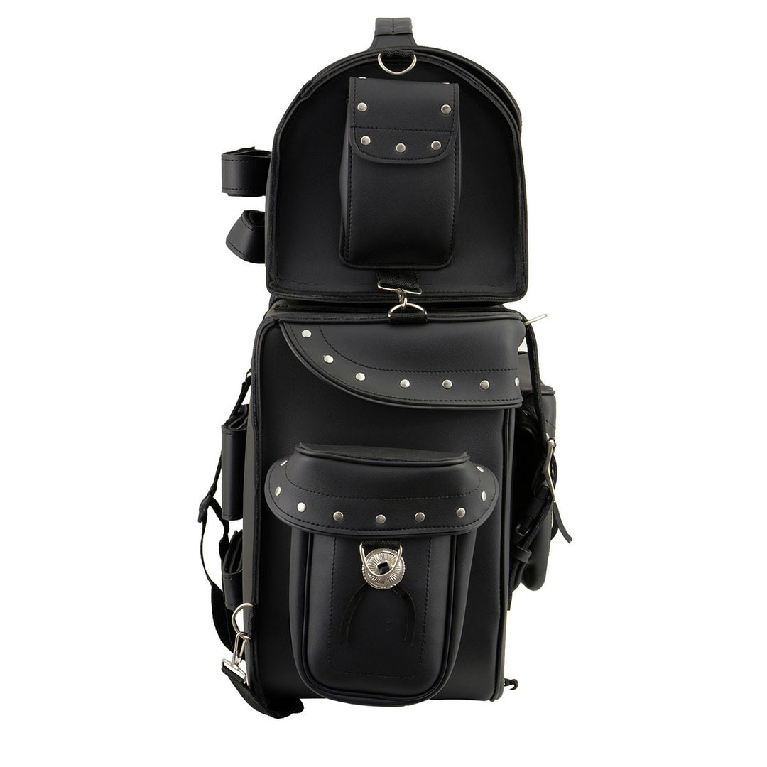 Milwaukee Leather SH660 Large Black 2-Piece PVC Motorcycle Touring Bag Pack