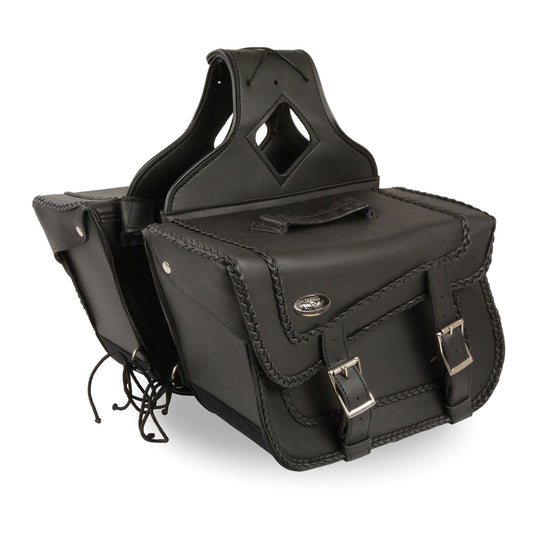 Milwaukee Leather SH664ZB Large Braided Zip Off PVC Throw Over Saddlebags