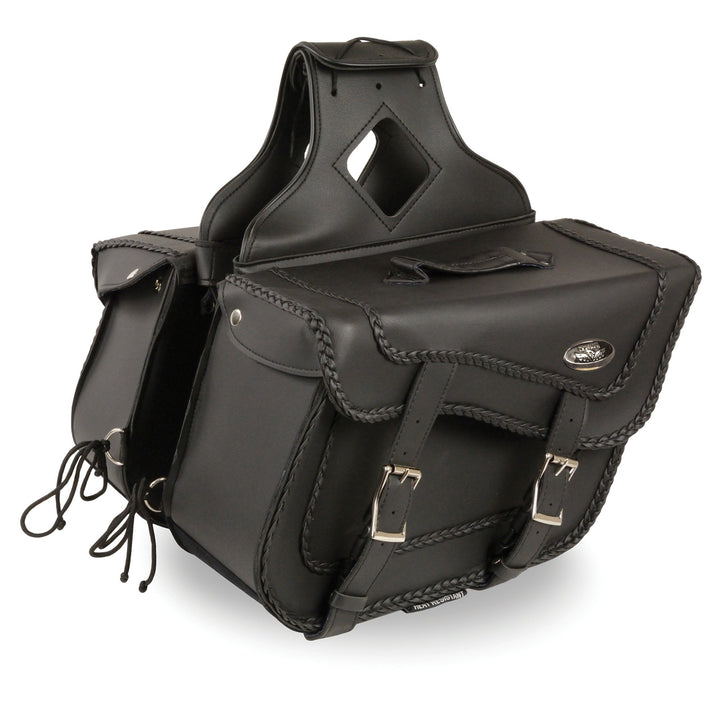 Milwaukee Leather SH664ZB Large Braided Zip Off PVC Throw Over Saddlebags