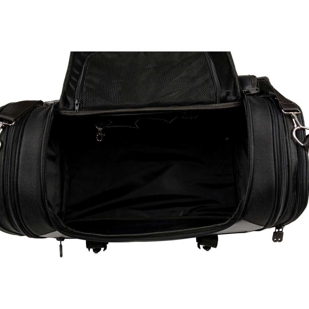 Milwaukee Leather SH694 Large Black Textile and PVC Duffel Style Motorcycle Rack Bag