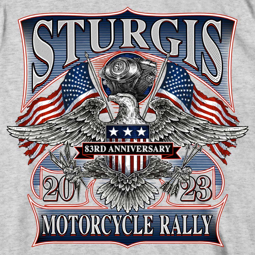 Hot Leathers SPB1106 Men’s 2023 Sturgis Vintage Patriot Ash T-Shirt