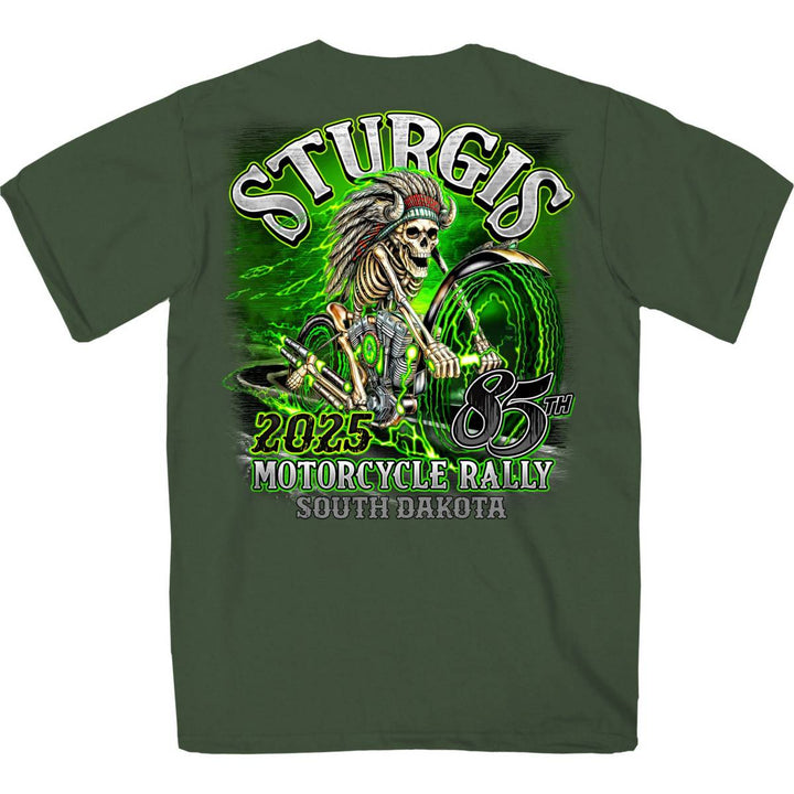 2025 Sturgis Motorcycle Rally Skeleton Chief Military Green Men&