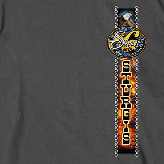 2026 Sturgis Motorcycle Rally American Bison Men's Charcoal T-Shirt-SPB1208