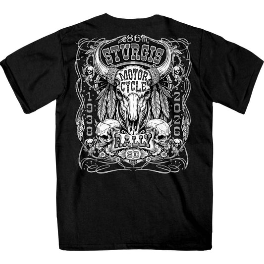 2026 Sturgis Motorcycle Rally Biason Skull Men's Black T-Shirt - SPB1211
