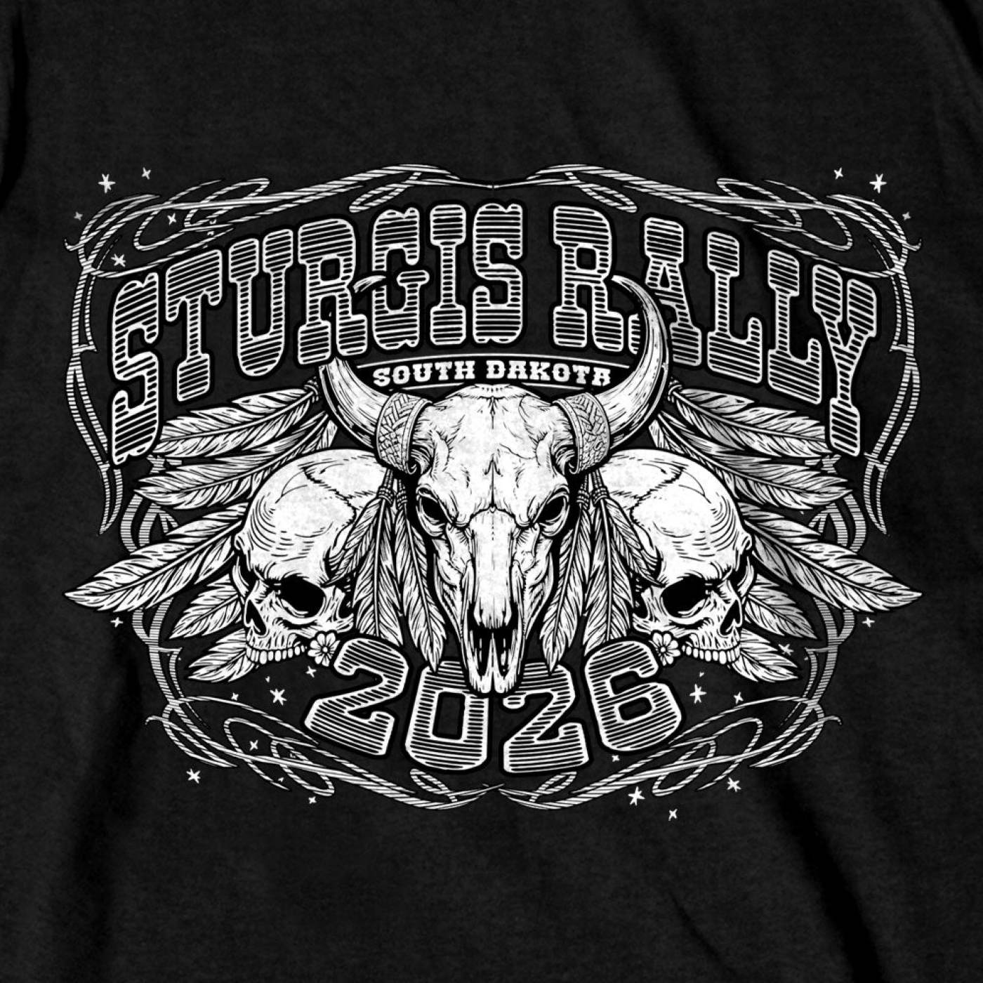 2026 Sturgis Motorcycle Rally Biason Skull Men's Black T-Shirt - SPB1211