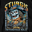 2026 Sturgis Motorcycle Rally Cowboy Skull Men's Black T-Shirt - SPB1214