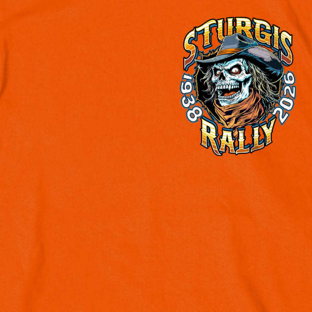 2026 Sturgis Motorcycle Rally Skull Chaser Numone Men's Orange T-Shirt - SPB1215