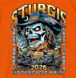 2026 Sturgis Motorcycle Rally Skull Chaser Numone Men's Orange T-Shirt - SPB1215