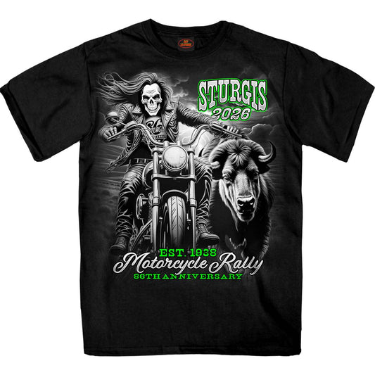 2026 Sturgis Motorcycle Rally Skull Chaser Numone Men's Black T-Shirt - SPB1230