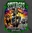 2026 Sturgis Motorcycle Rally Skull Chaser Numone Men's Charcoal T-Shirt-SPB1231