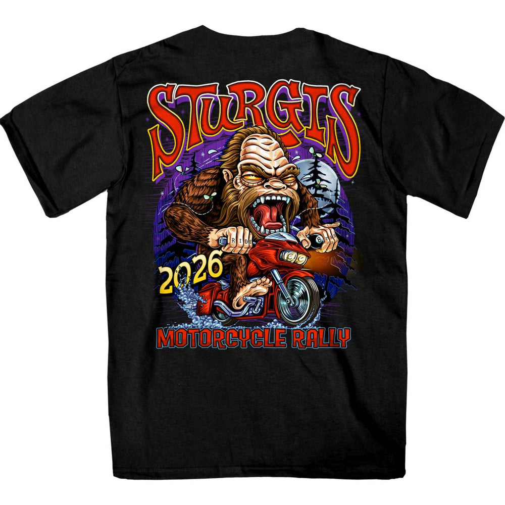 2026 Men's Sturgis Motorcycle Rally Bigfoot Biker Black Short Sleeve T-Shirt - SPB1242