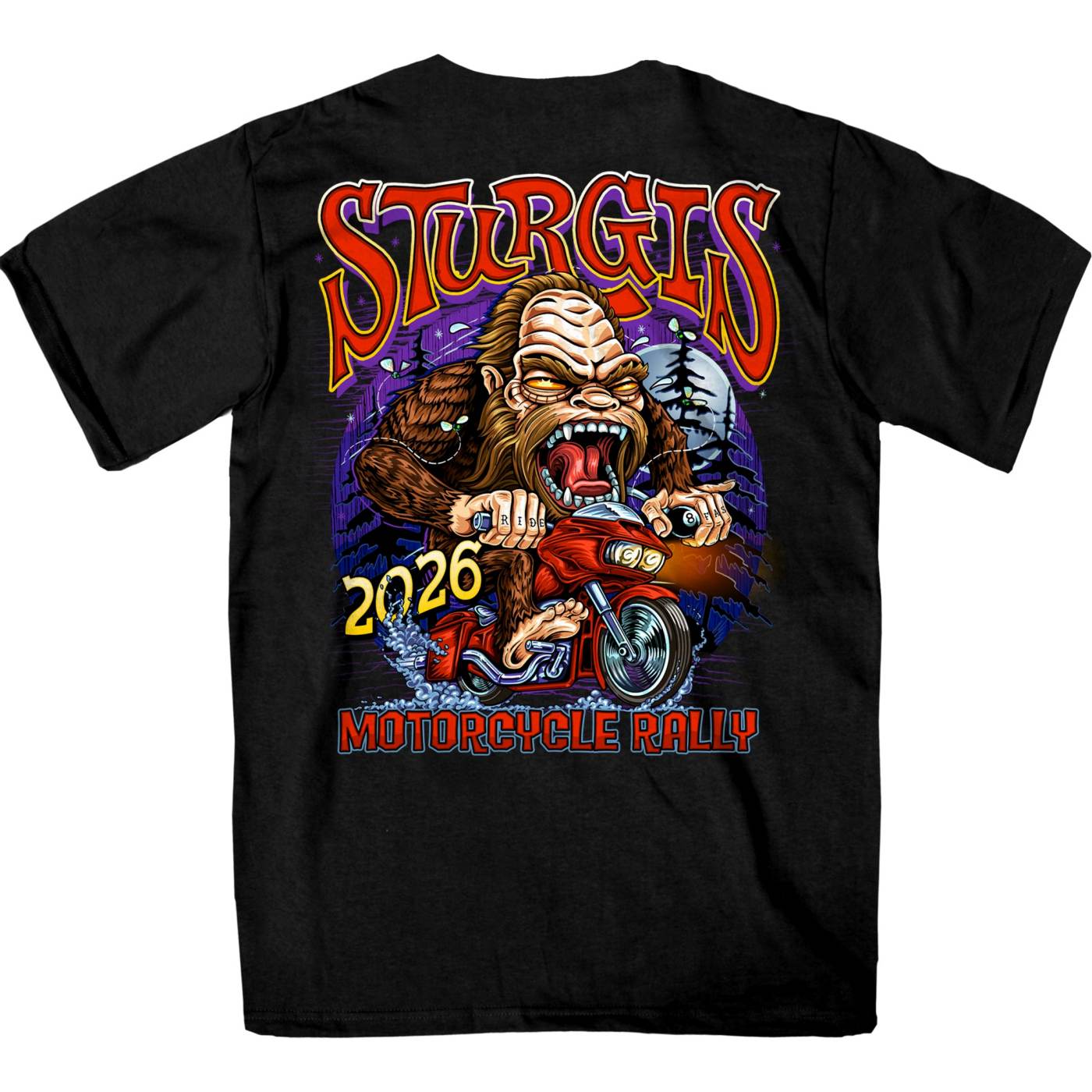2026 Men's Sturgis Motorcycle Rally Bigfoot Biker Black Short Sleeve T-Shirt - SPB1242