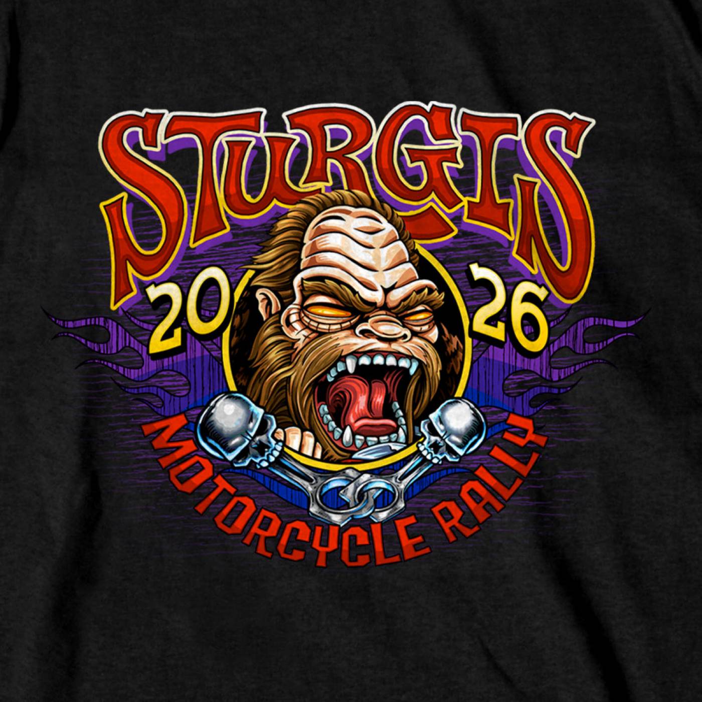 2026 Men's Sturgis Motorcycle Rally Bigfoot Biker Black Short Sleeve T-Shirt - SPB1242