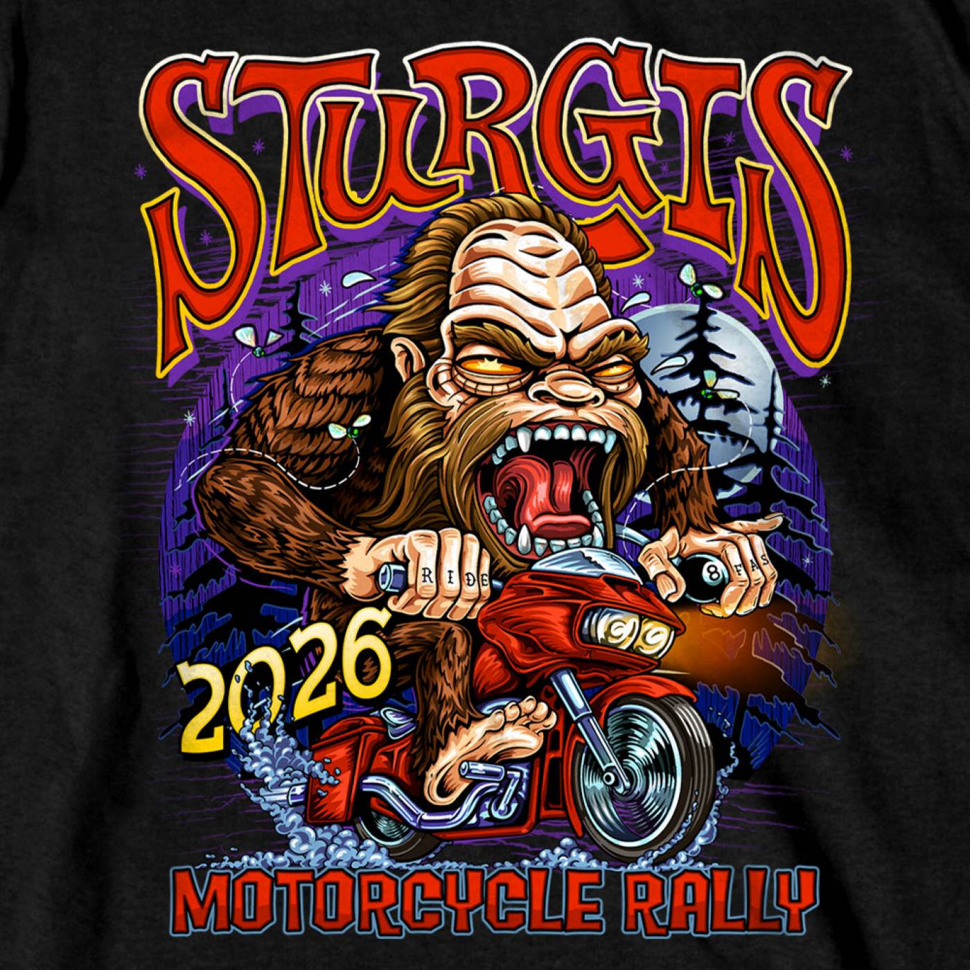 2026 Men's Sturgis Motorcycle Rally Bigfoot Biker Black Short Sleeve T-Shirt - SPB1242