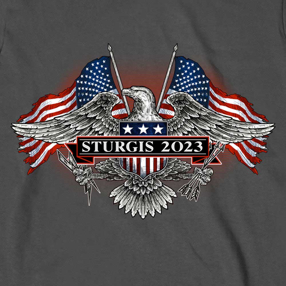 Hot Leathers SPB2105 Men's Charcoal 2023 Sturgis Vintage Patriot Long Sleeve Shirt