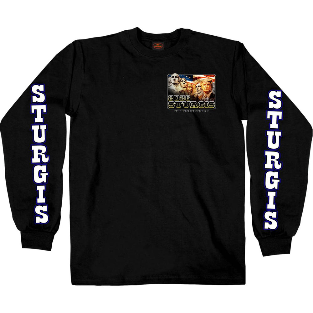 2026 Men's Sturgis Motorcycle Rally Trumpmore Black Long Sleeve Shirt - SPB2138