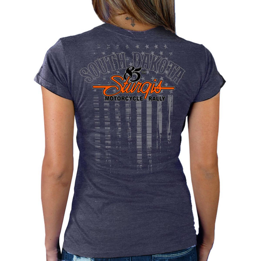 2025 Sturgis Women's Motorcycle Rally Skeleton Hands Navy Ladies T-Shirt