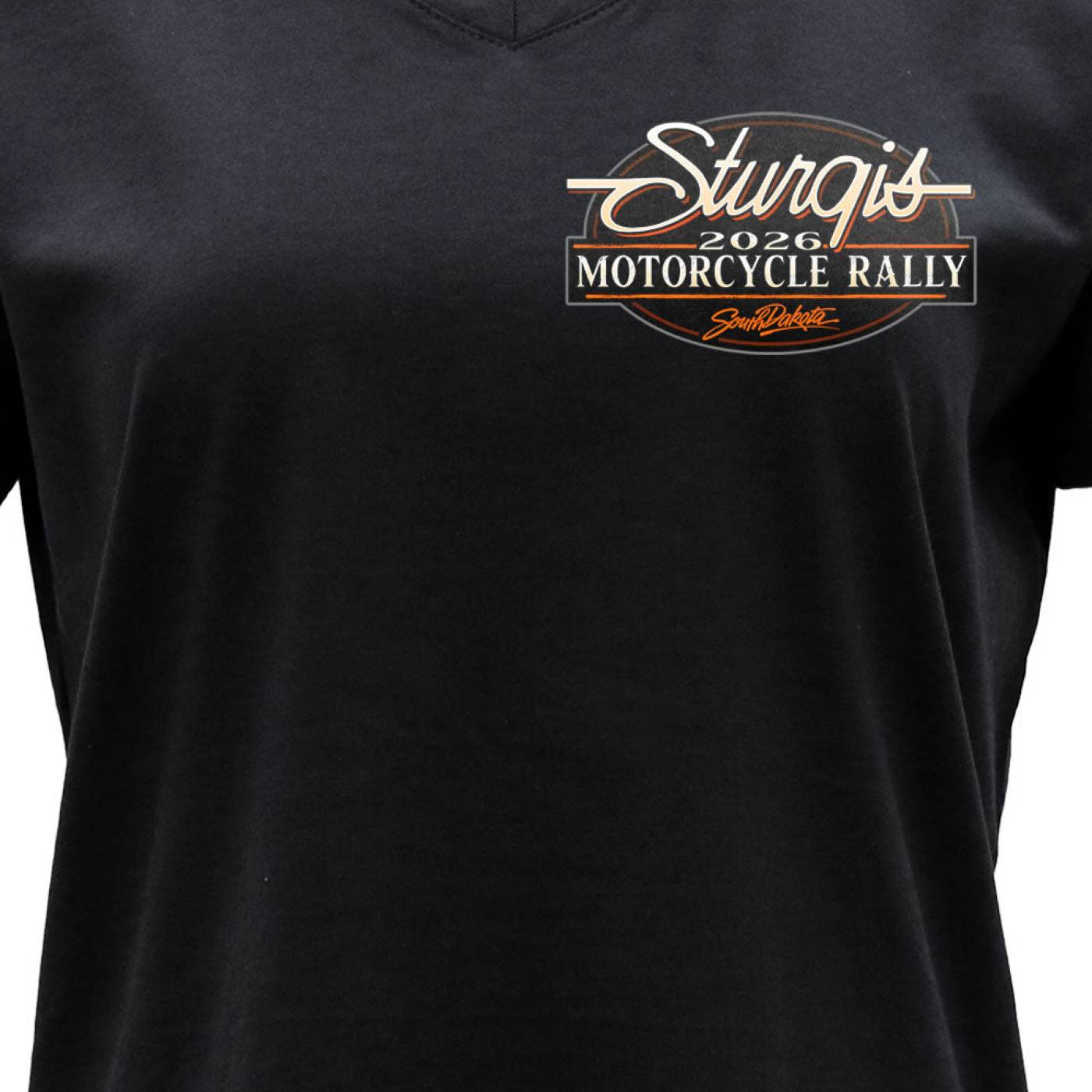 2026 Ladies Sturgis Motorcycle Rally Attractions Black Short Sleeve V-Neck T-Shirt - SPL1932