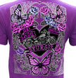 2026 Ladies Sturgis Motorcycle Rally Butterflies and Roses Purple Short Sleeve V-Neck T-Shirt - SPL1936