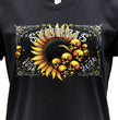 2026 Ladies Sturgis Motorcycle Rally Cosmic Flowers Black Short Sleeve V-Neck T-Shirt - SPL1937